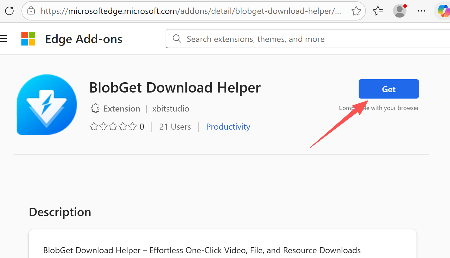 Install BlobGet Extension